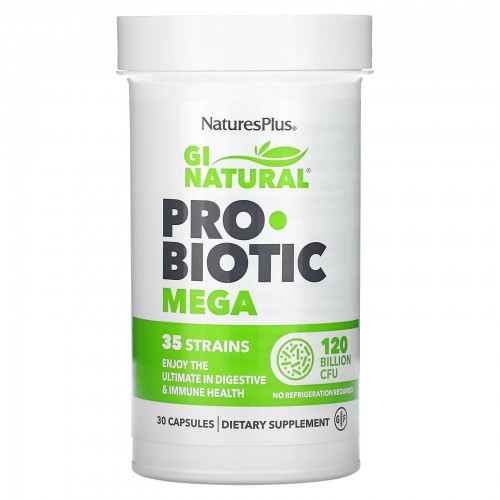 NaturesPlus, GI Natural Probiotic Mega, пробиотики, 120 млрд КОЕ, 30 капсул NaturesPlus, GI Natural Probiotic Mega, пробиотики, 120 млрд КОЕ, 30 капсул